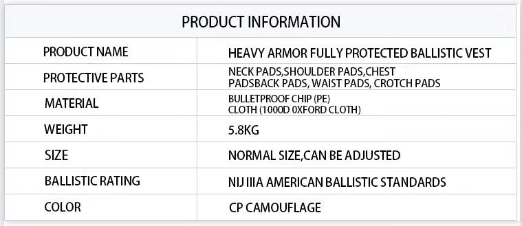 Heavy armor fully protected ballistic vest, PE fiber bullet-proof liner inserted inside, NIJ IIIA bulletproof standard, triple tactical equipment bag, 1000D Oxford fabric, wear comfort, advanced protective equipment